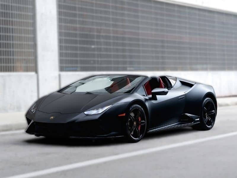 Matte Black Lamborghini Huracan Evo Spyder Front